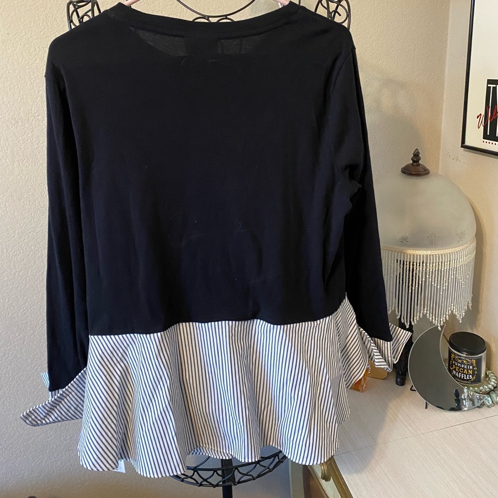 Navy Blue peplum top with cuff sleeves